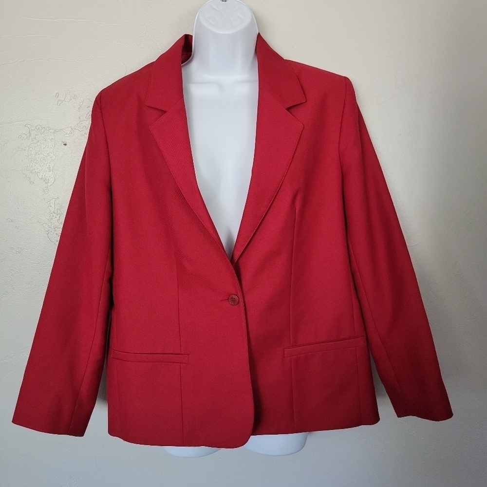 Pykettes Vintage Red Long Sleeve Blazer Women's Business Wear Casual